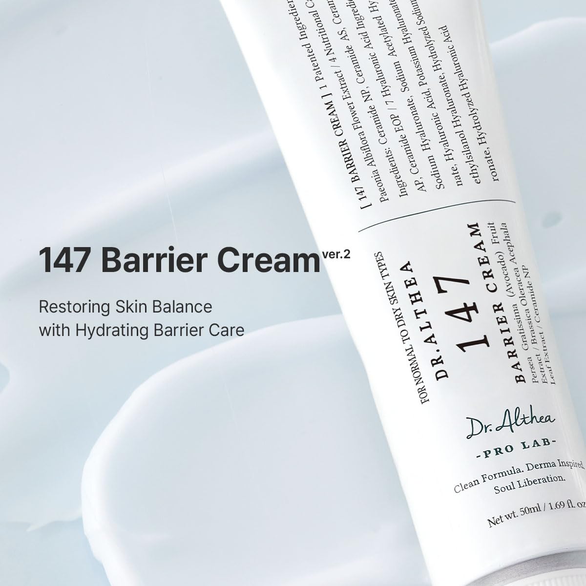 Dr.Althea 147 Barrier Cream tube close-up highlighting cap and vegan-friendly label for reassurance