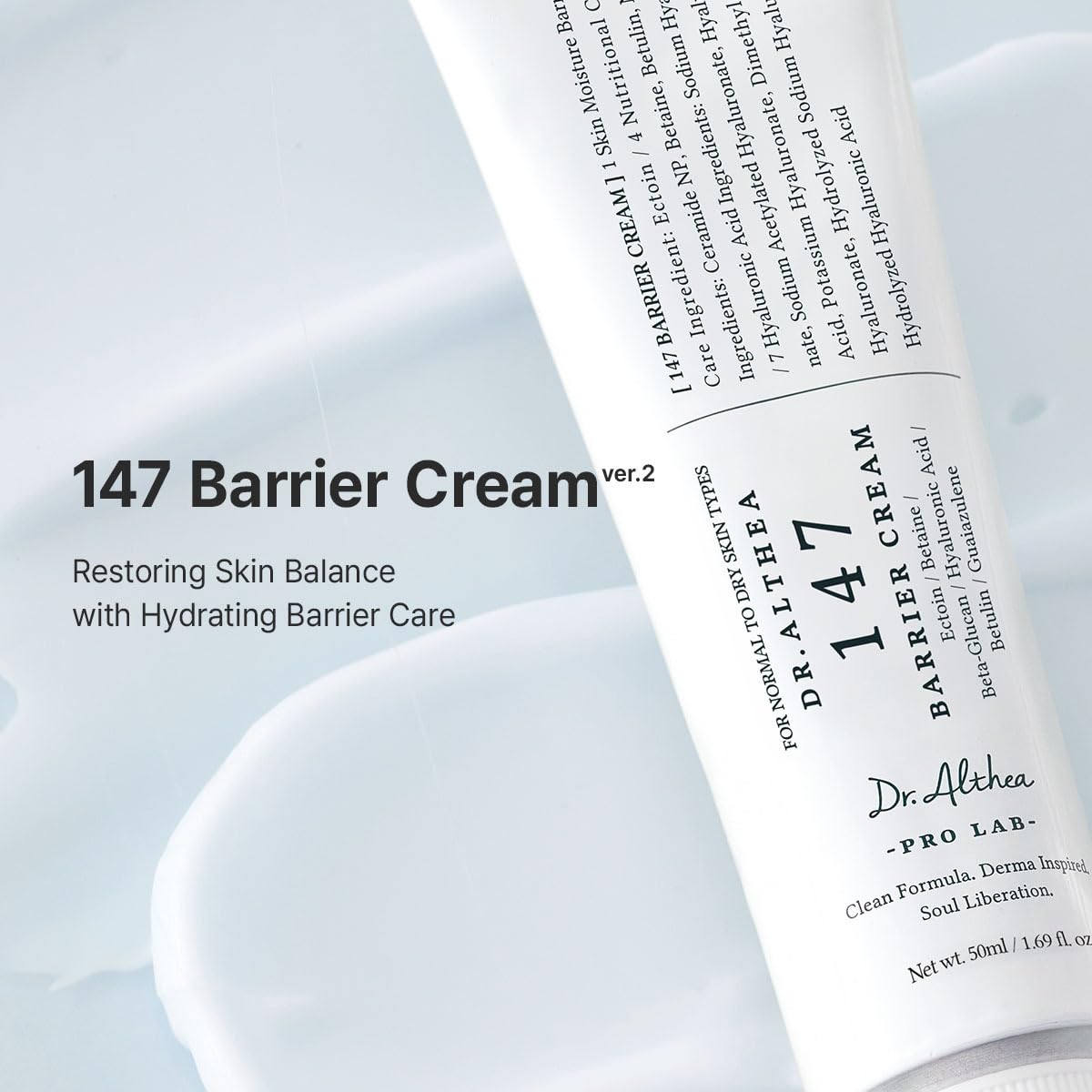Dr.Althea cream texture swipe on skin highlighting lightweight absorbency