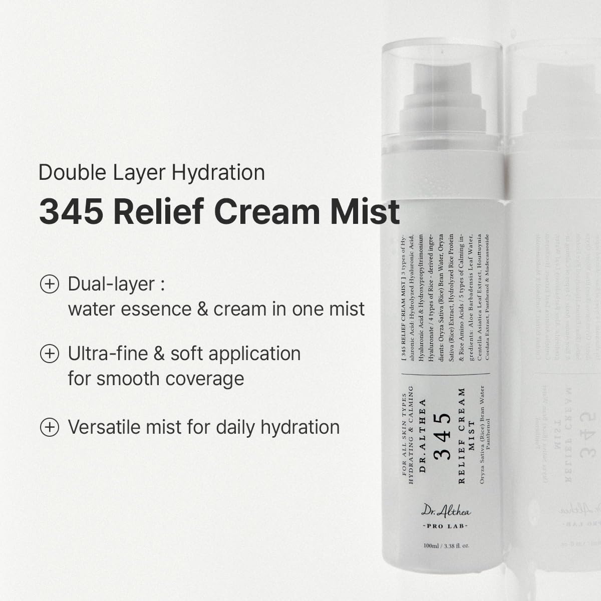 Dr.Althea mist held in hand to show travel-friendly size and ease