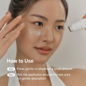 Dr.Althea being applied under eye using roller for soothing massage