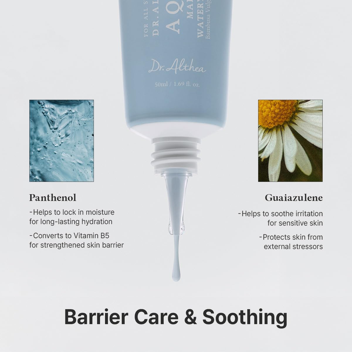 Dr.Althea product held in hand to show scale and travel-friendly size