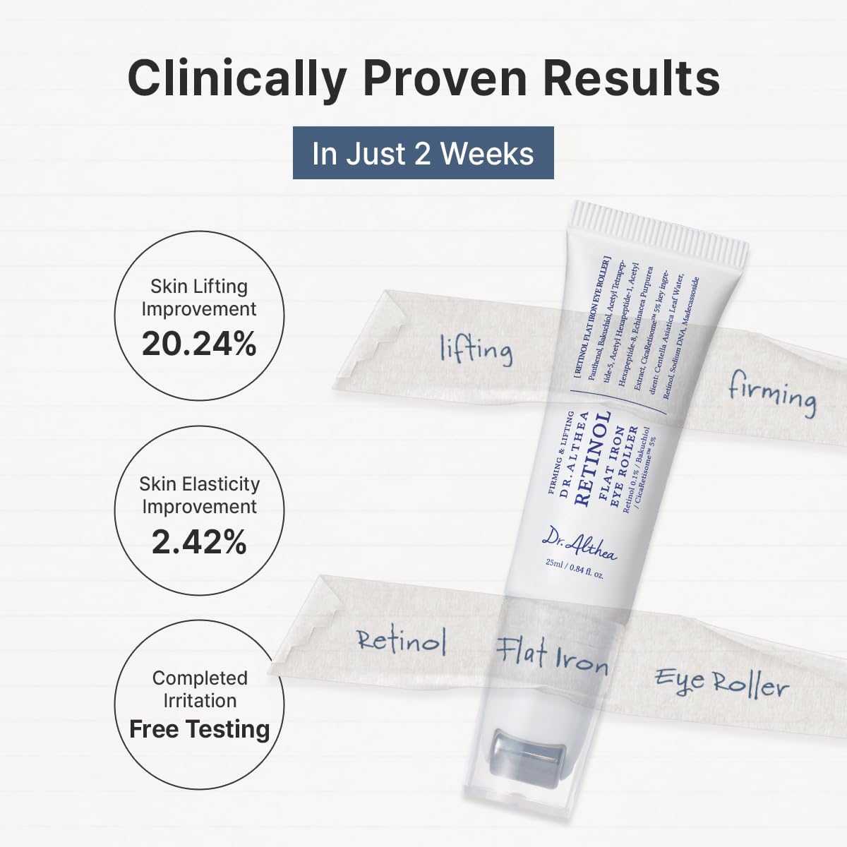 Dr.Althea label highlighting retinol bakuchiol and hyaluronic acid benefits