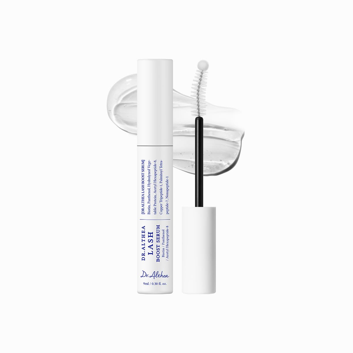 Dr.Althea lash boost front packaging showing sleek tube and branding, travel-friendly