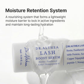 Dr.Althea lash boost ingredient label highlighting biotin panthenol and 12-peptide complex