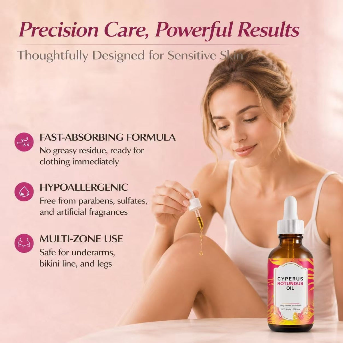 DreamCatching small face application demonstrating gentle formula and calming benefit