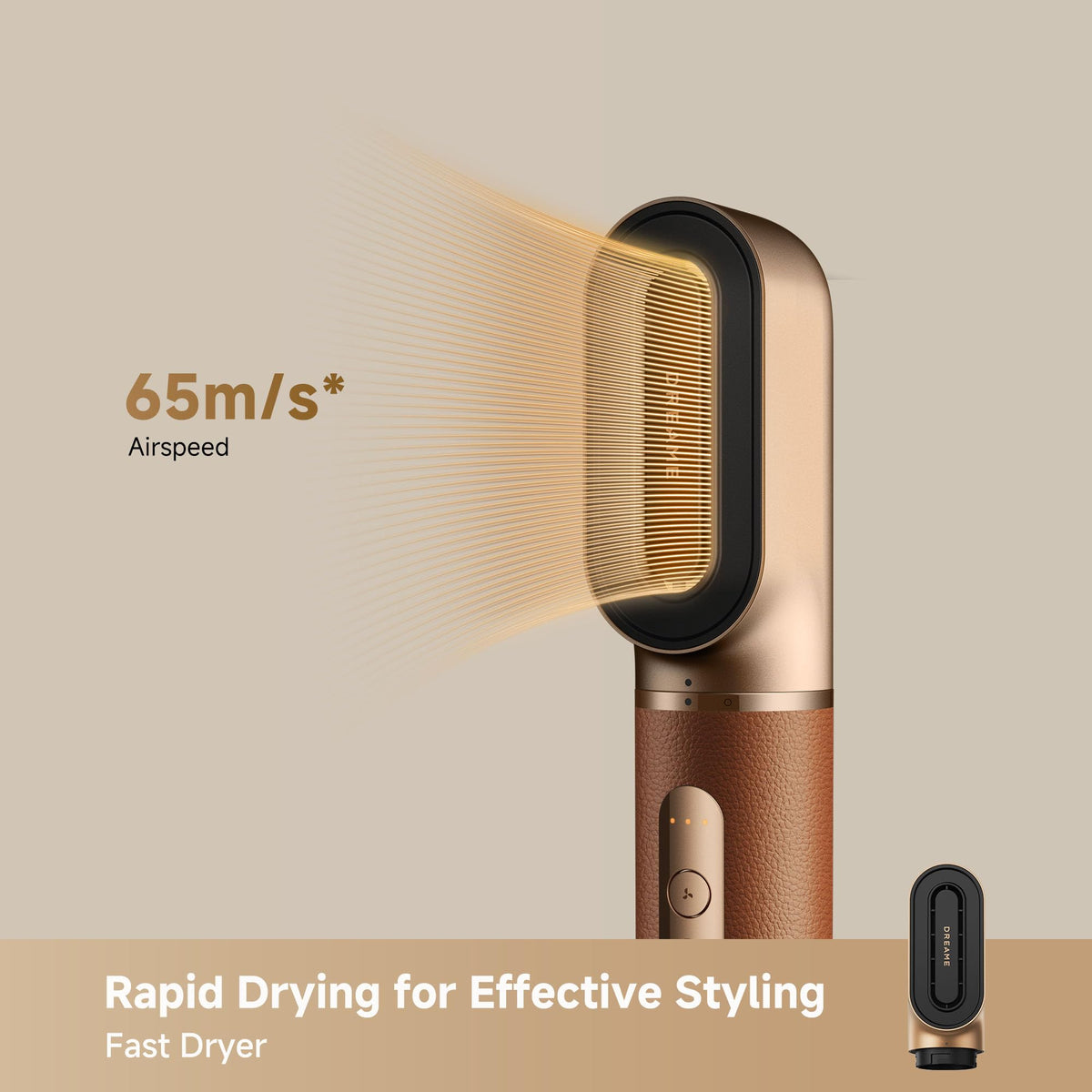 DREAME leather-textured handle grip offering comfortable hold and stable control