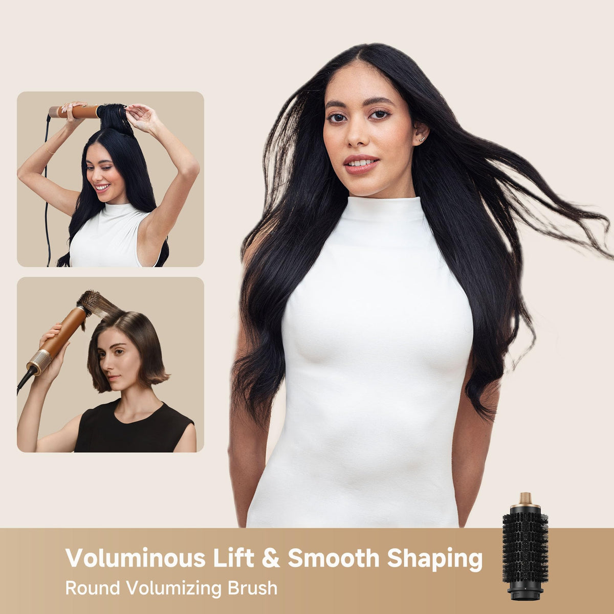 DREAME round volumizing brush head texture delivering lift and salon-style bounce