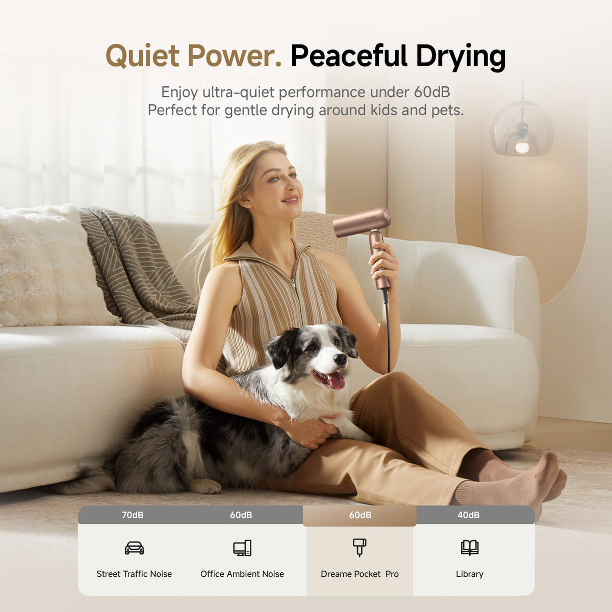 DREAME Pocket Pro on hotel counter conveying portable travel styling