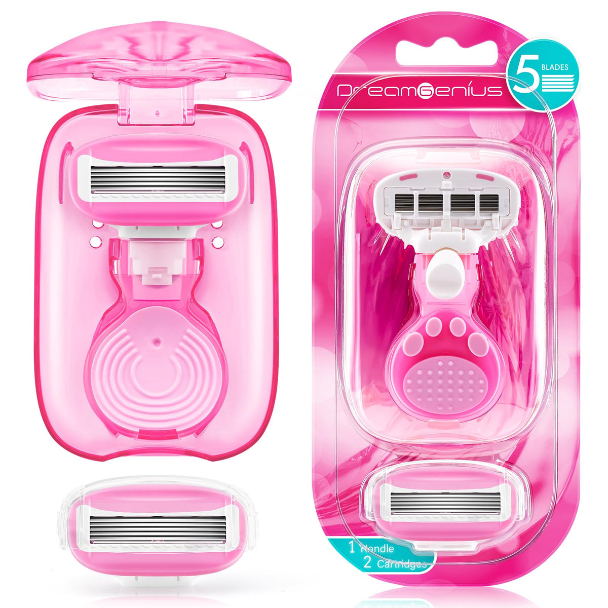 DreamGenius front view with case showing compact travel convenience