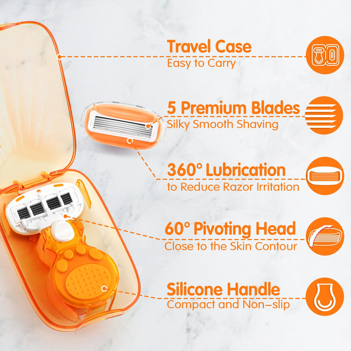 DreamGenius silicone handle texture close-up offering secure grip when wet