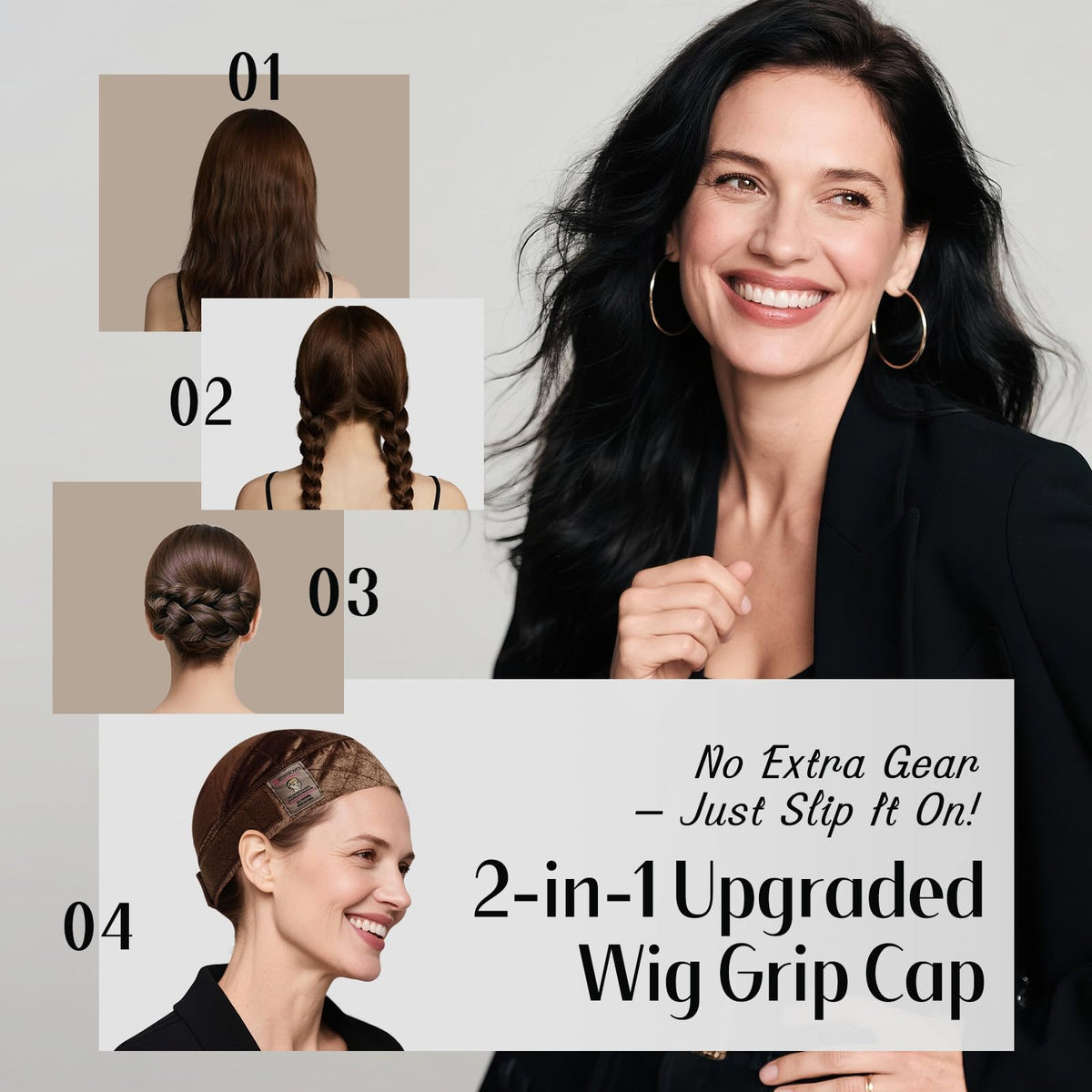 Dreamlover cap under wig demonstrating improved hold benefit