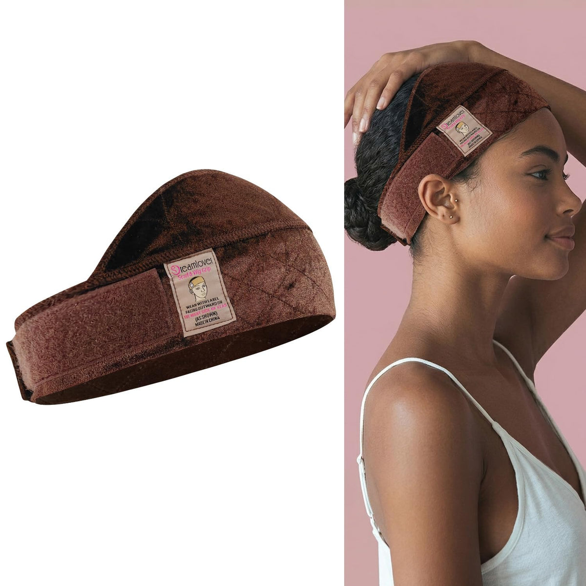 Dreamlover front view of dark brown grip band showing product and discreet blend benefit