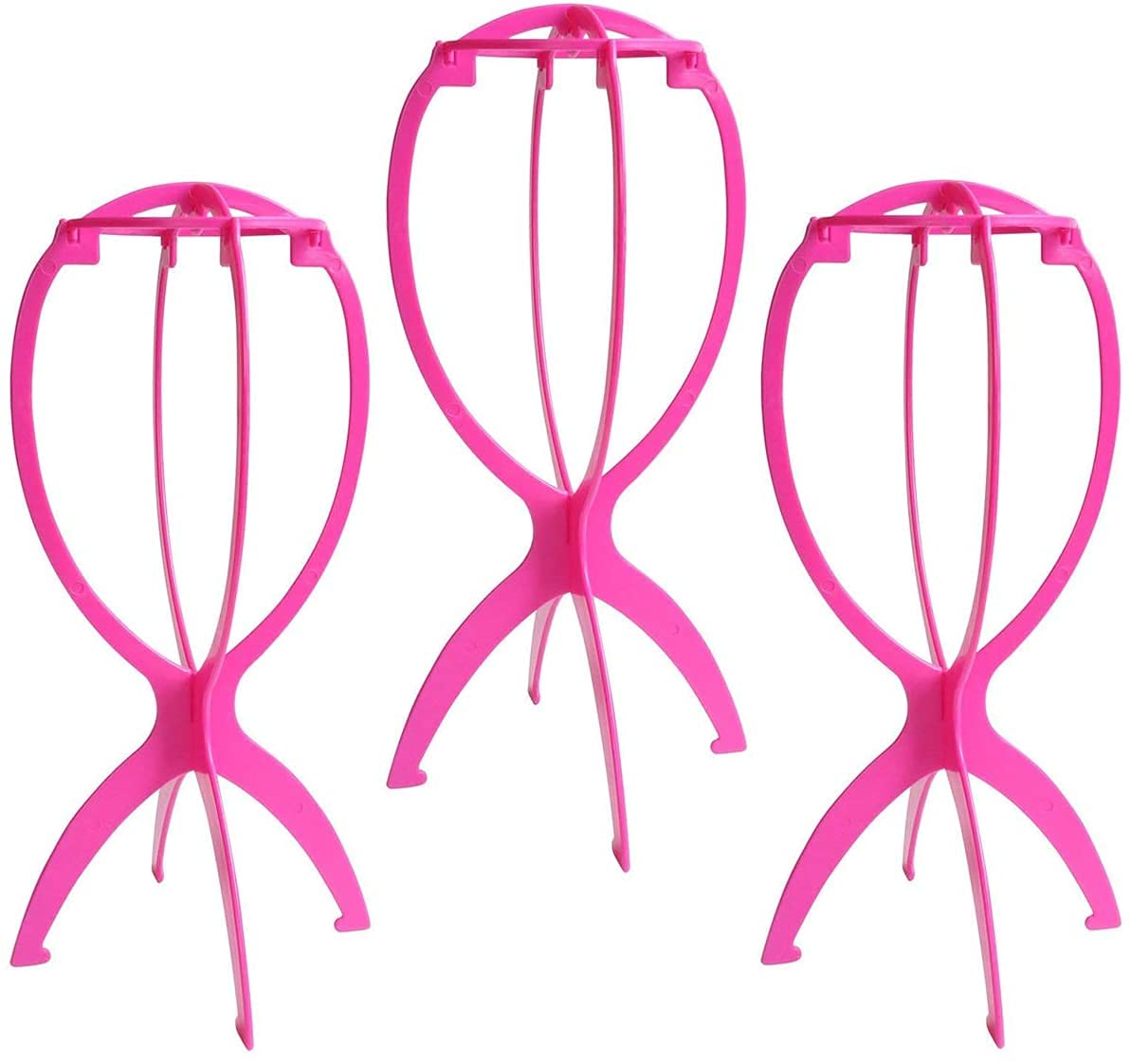 Dreamlover front view hot pink wig stand showing stable support benefit