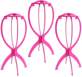 Dreamlover front view hot pink wig stand showing stable support benefit