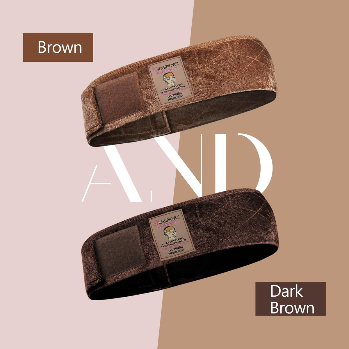 Dreamlover packaging shot of the two-piece dark brown wig grip set