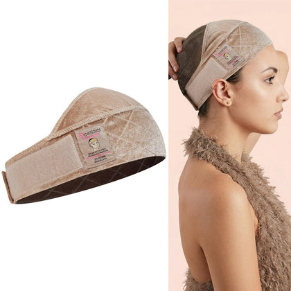 Dreamlover front view of tan wig grip band showing full width and secure hold