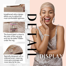 Dreamlover grip positioned under a wig illustrating discreet anti-slip support