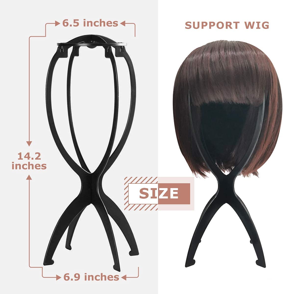 Dreamlover wig mounted on holder in studio for organized styling benefit