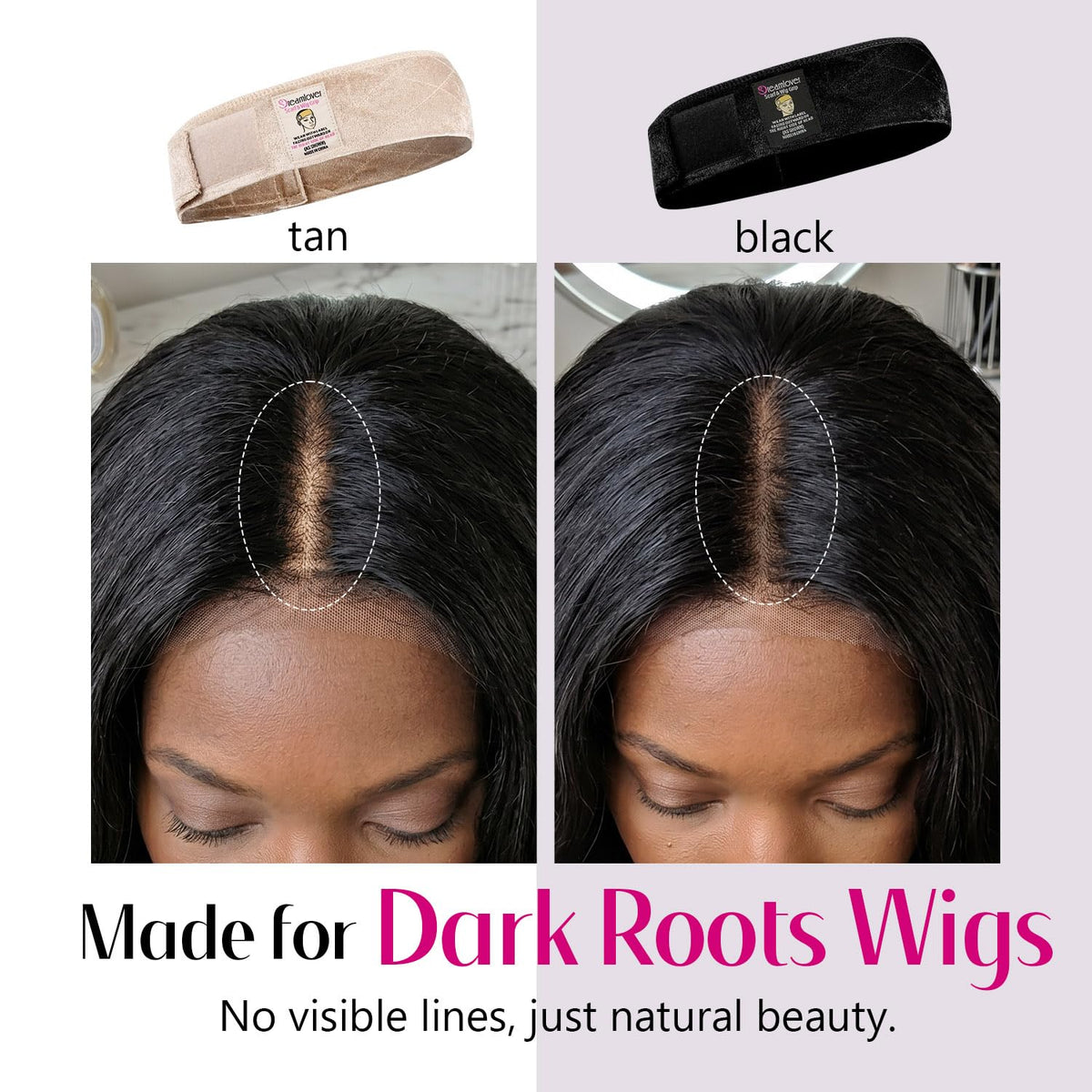 Dreamlover worn under a wig side profile showing stable hairline hold