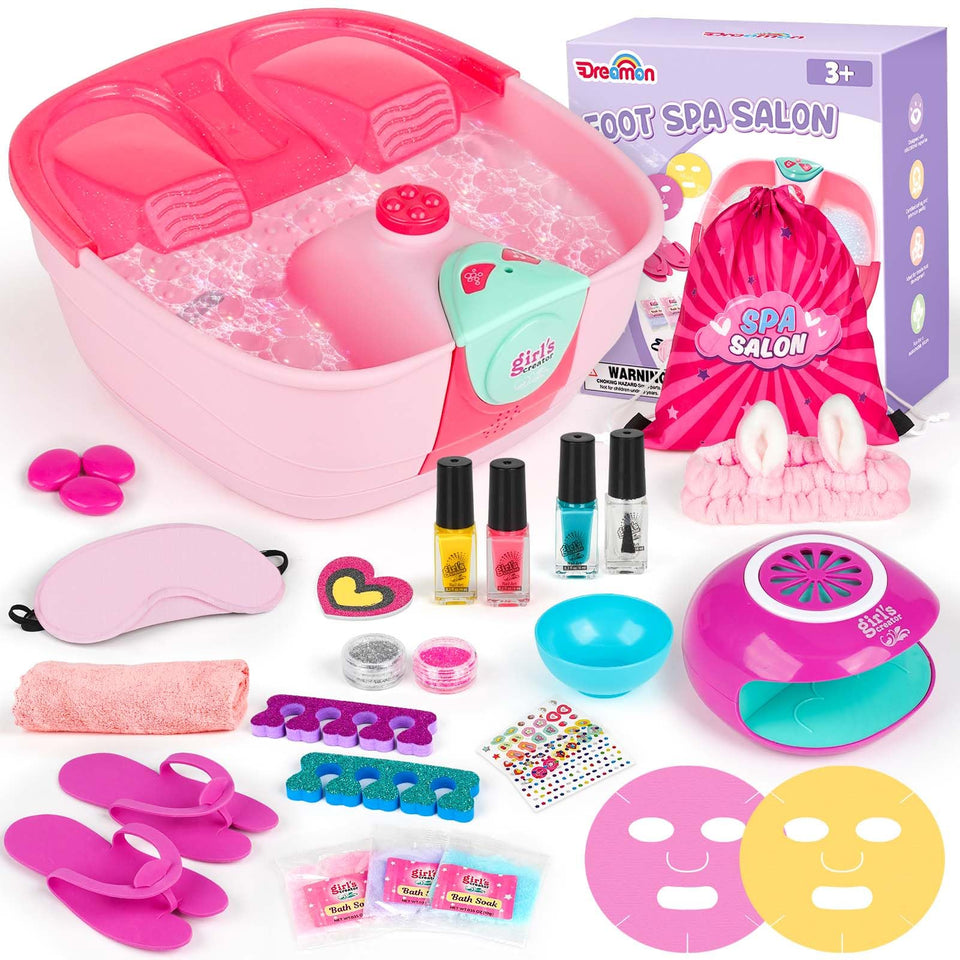 Dreamon foot spa front view showing tub and controls for child-safe relaxation