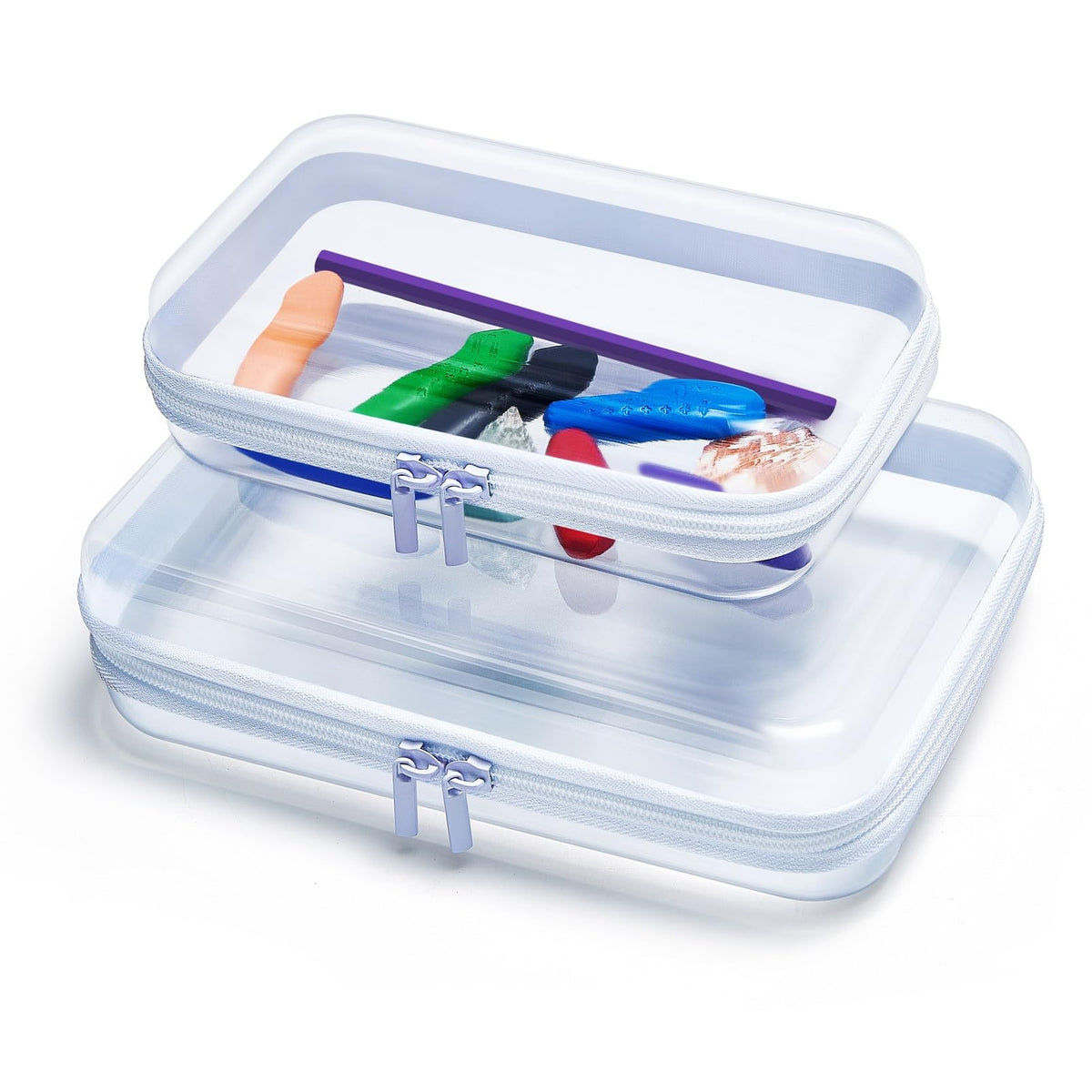 Dressica front view of clear hard shell case showing visibility and protection