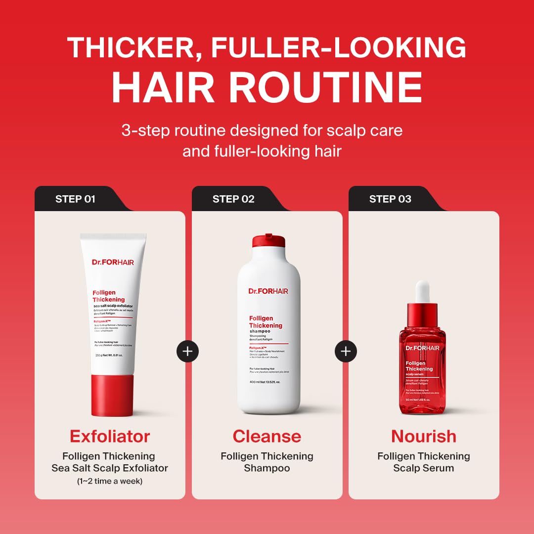 DR.FORHAIR styled hair before and after to show fuller-looking result