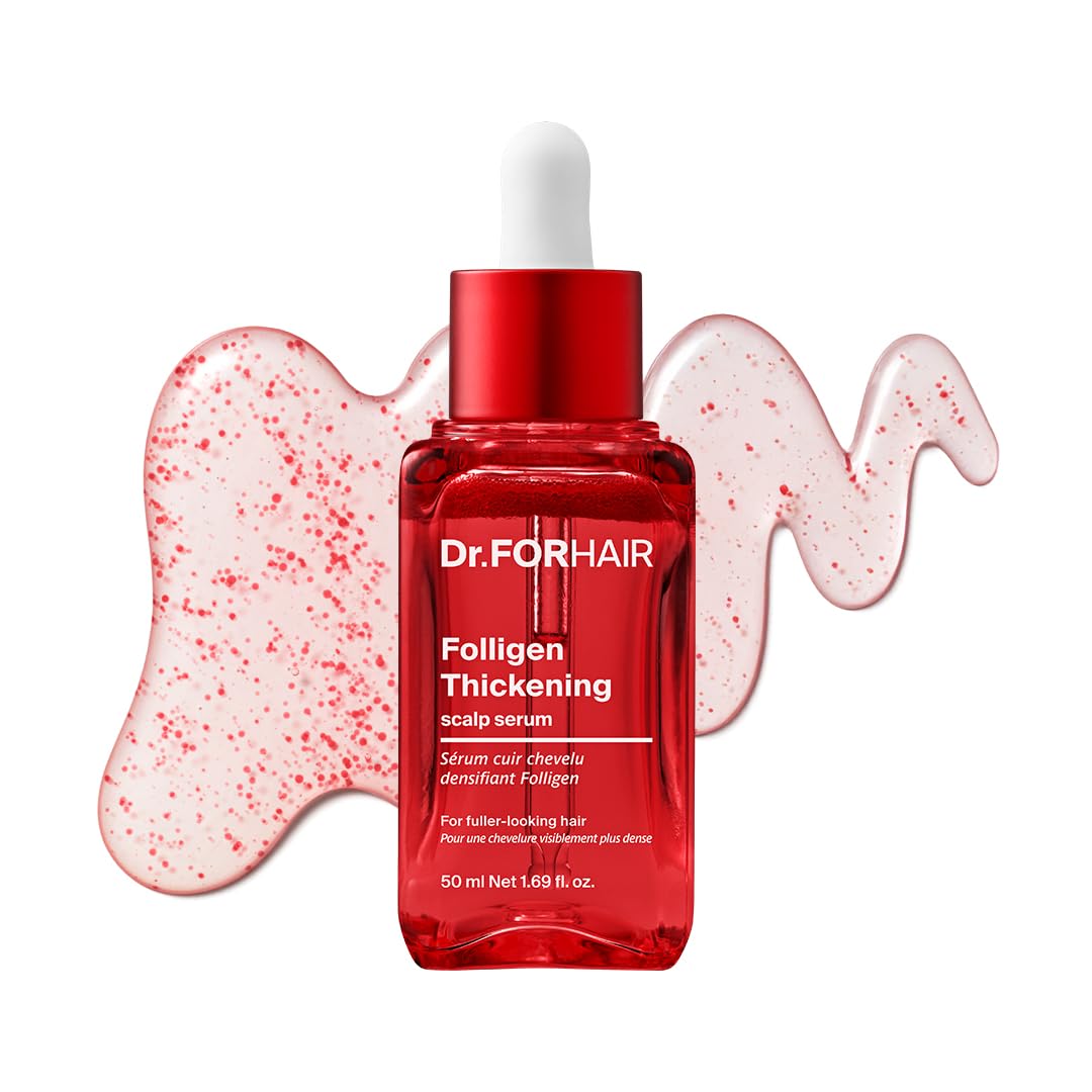 DR.FORHAIR front bottle shot showing clear serum and label for fuller-looking hair