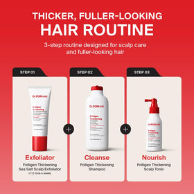 Dr.FORHAIR model applying tonic to scalp demonstrating easy use