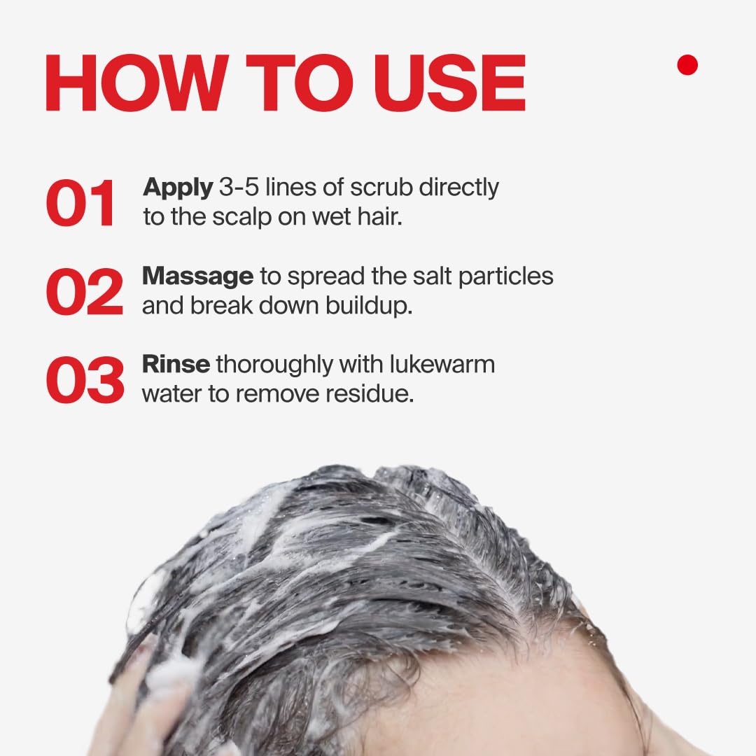 Dr.FORHAIR applied to scalp during gentle massage illustrating how to lift buildup for cleaner hair