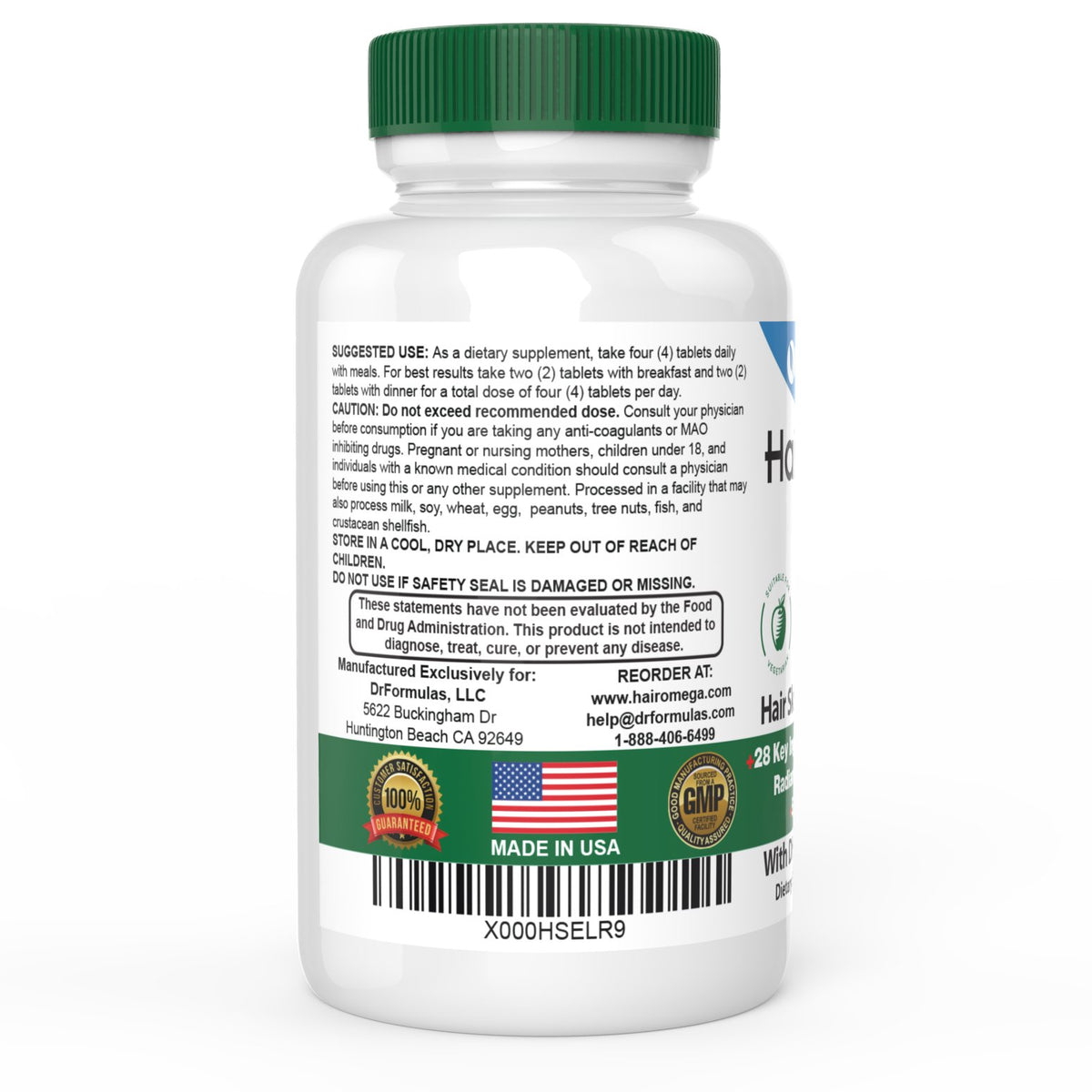DrFormulas HairOmega bottle on bathroom counter suggesting daily routine