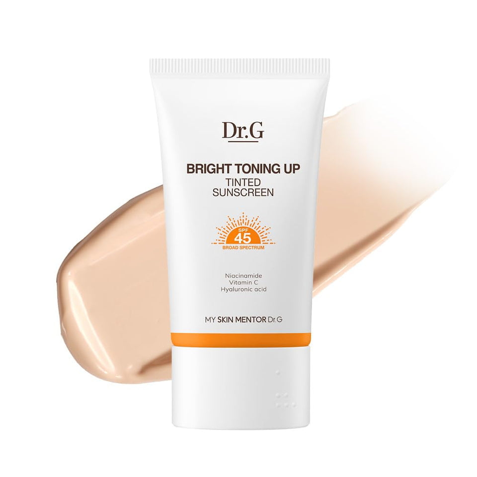 Dr.G front packaging showing SPF45 and tinted sunscreen benefits