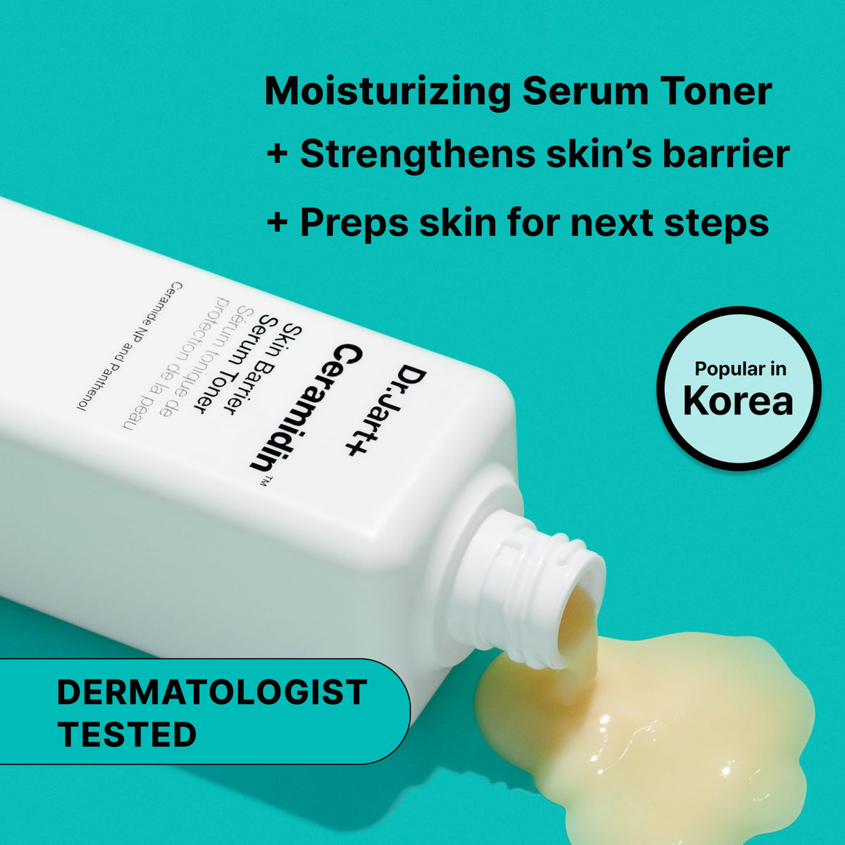 Dr.Jart+ milky liquid pouring to show texture and quick absorption benefit