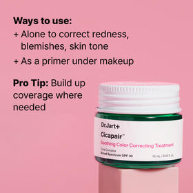 Dr.Jart+ color corrector tube open demonstrating redness-neutralizing tint