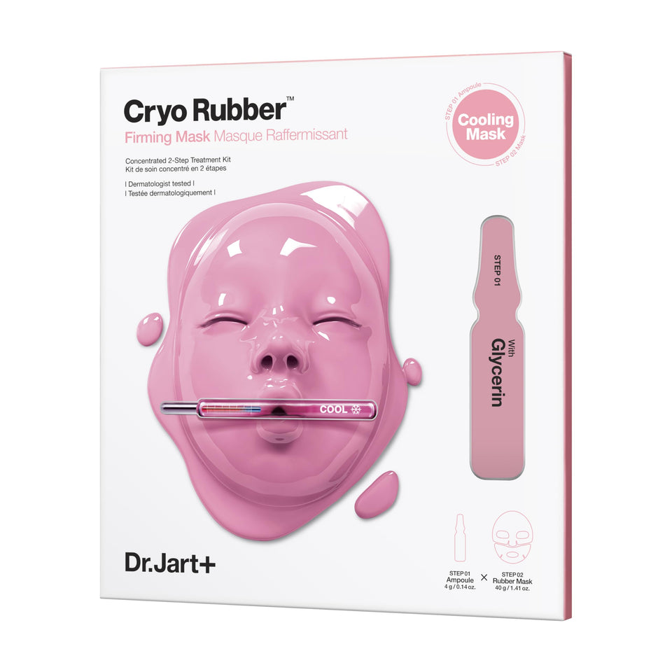 Dr.Jart+ front packaging showing travel-size mask and ampoule for easy hydration