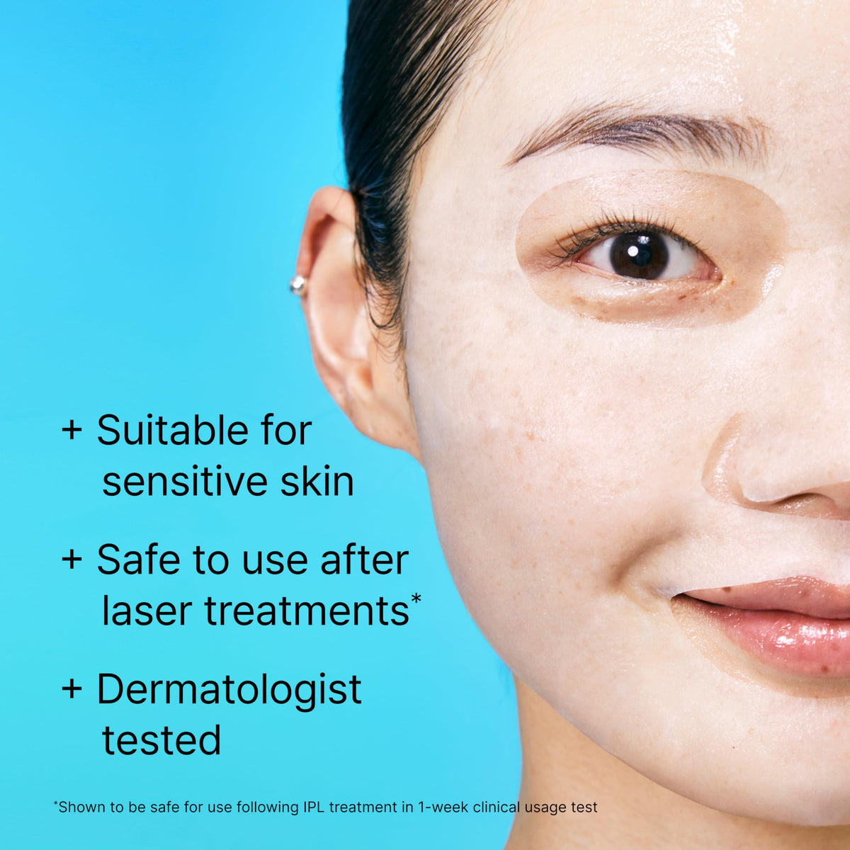 Dr.Jart+ model wearing the sheet mask demonstrating easy at-home use