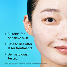 Dr.Jart+ model wearing the sheet mask demonstrating easy at-home use
