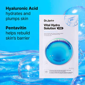Dr.Jart+ mask held in hand showing size and single-use portability benefit