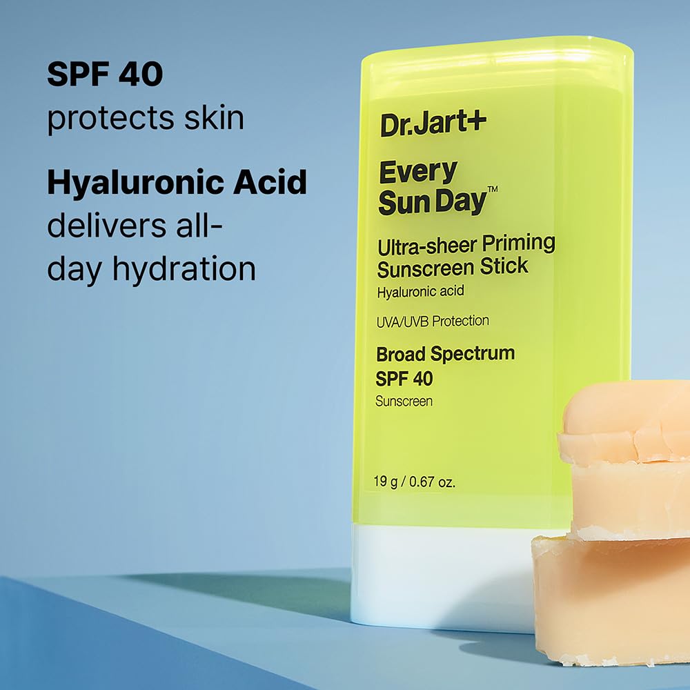 Dr.Jart+ applying stick over foundation to preserve makeup and control oil