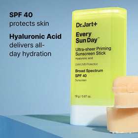 Dr.Jart+ applying stick over foundation to preserve makeup and control oil