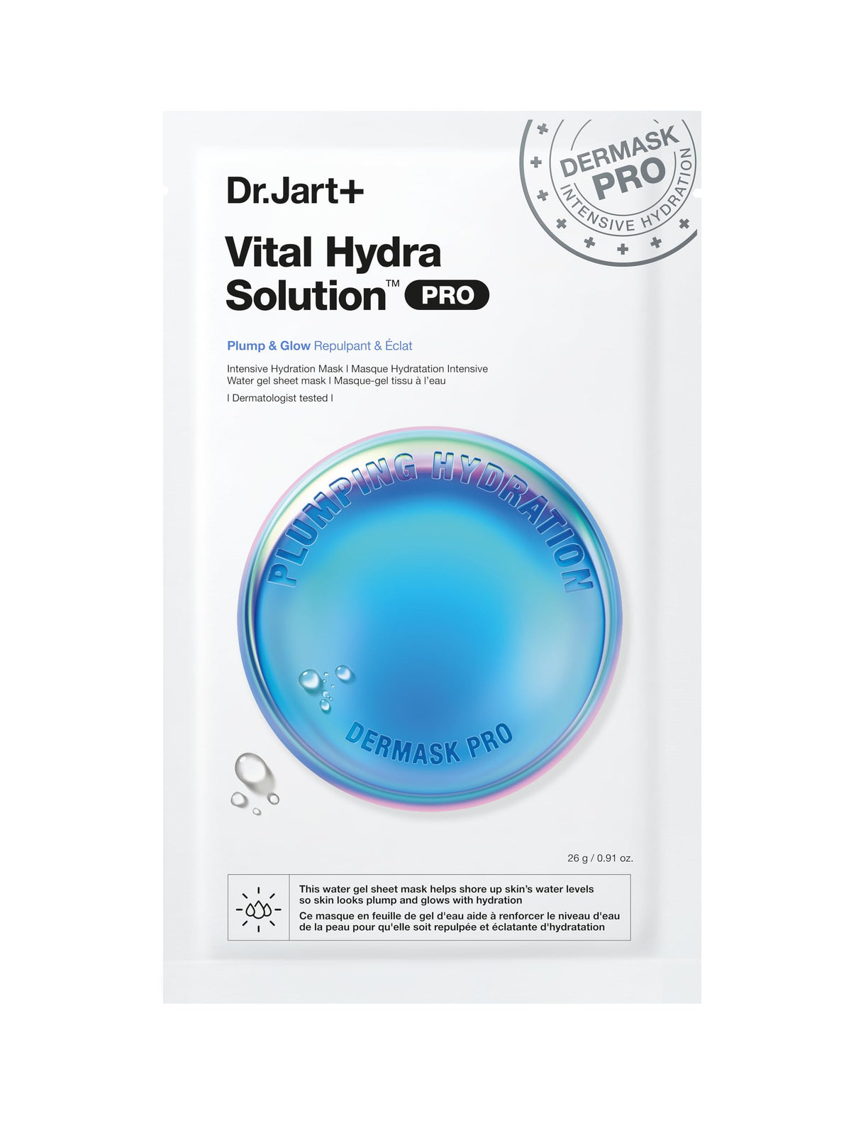 Dr.Jart+ front packaging showing travel-friendly single mask