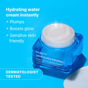 Dr.Jart+ open jar showing gel-cream texture, conveys fast-absorbing smoothness