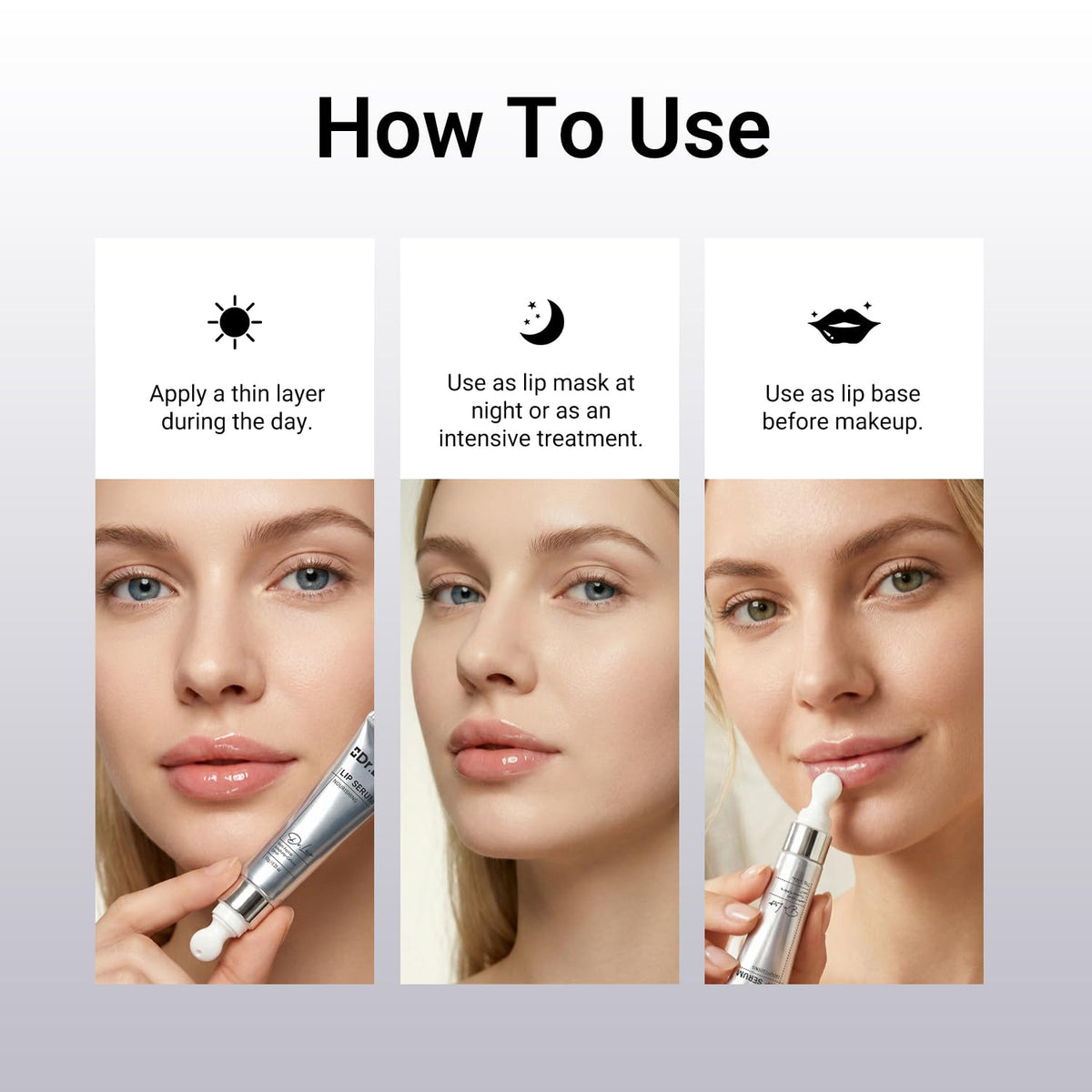 Dr.Leo thick overnight mask layer on lips showing intensive hydration and repair