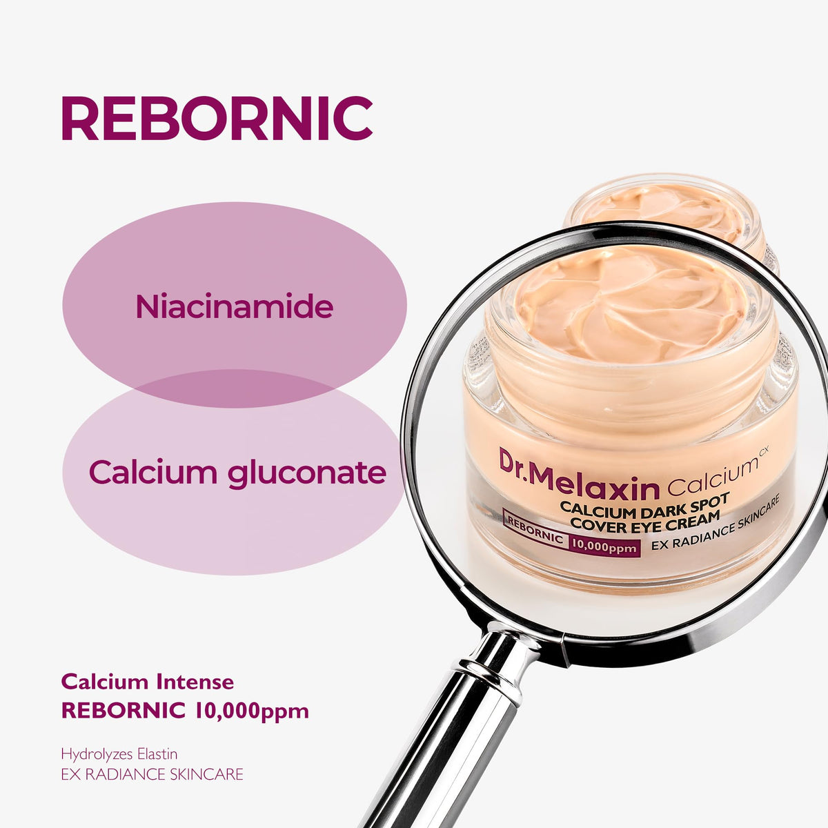 Dr.Melaxin applied near orbital bone with fingertip demonstrating gentle patting benefit