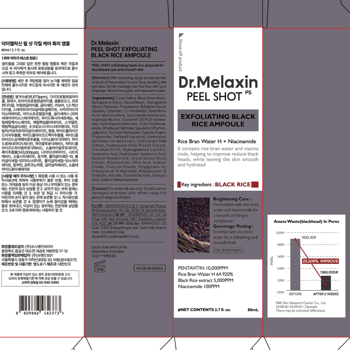 Dr.Melaxin before and after skin texture comparison illustrating smoother skin