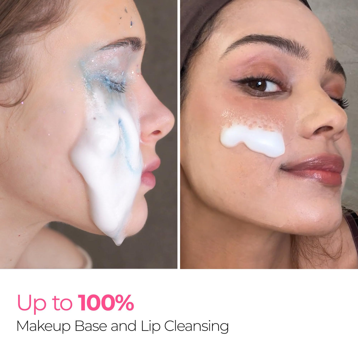 Dr.Melaxin bubbles applied on hand demonstrating melting makeup