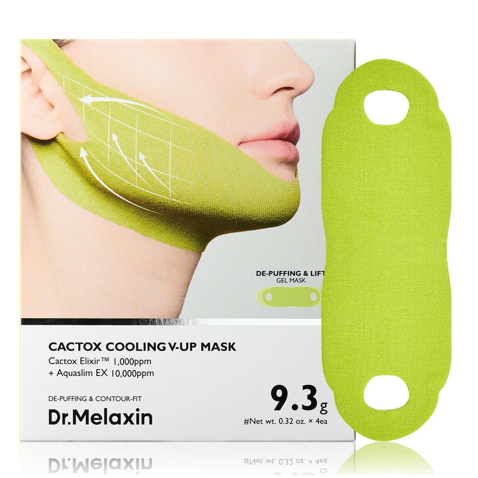 Dr.Melaxin front packaging showing product and benefits for visible jaw lift