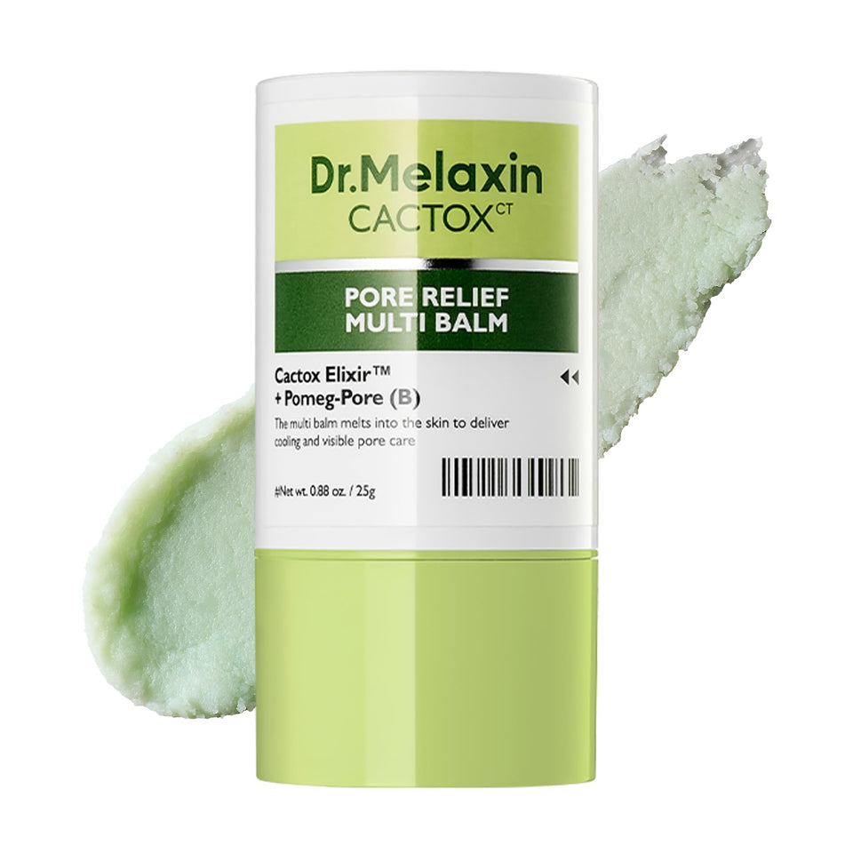 Dr.Melaxin front packaging showing compact pore relief stick and branding benefit