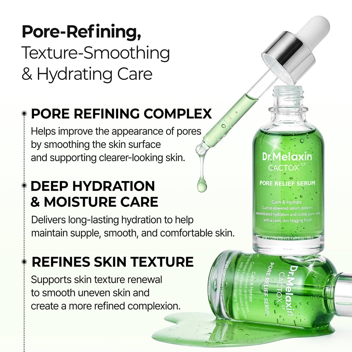 Dr.Melaxin cactus extract ingredient shot highlighting soothing benefit