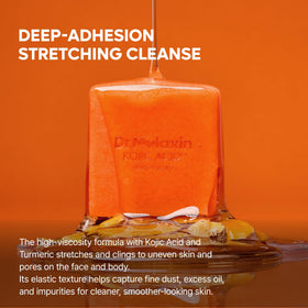 Dr.Melaxin ingredient label close-up showing kojic acid and turmeric benefits
