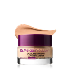 Dr.Melaxin jar front view showing compact 15g eye cream packaging and clarity benefit